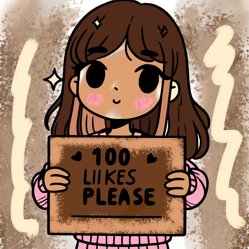 a girl holding up a sign saying 100 likes please