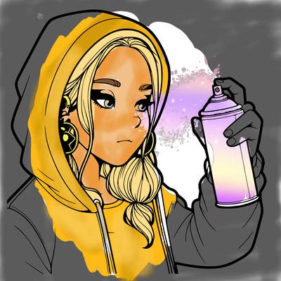 a realistic girl, spray painting