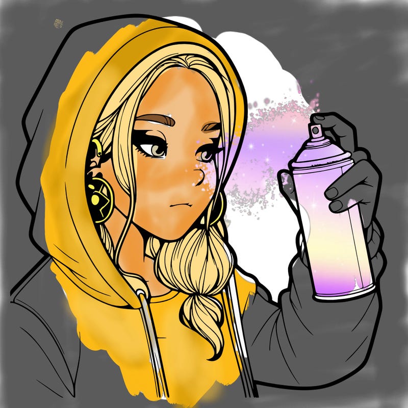 a realistic girl, spray painting