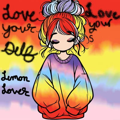 girl with baggy sweatshirt and messy bun