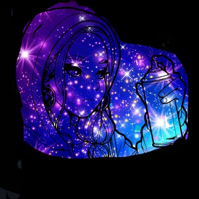 a realistic girl, spray painting