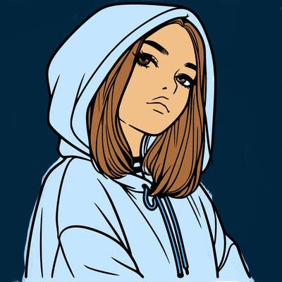 a realistic girl in a hoodie
