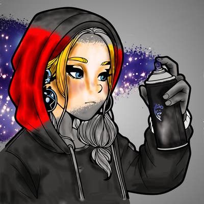 a realistic girl, spray painting