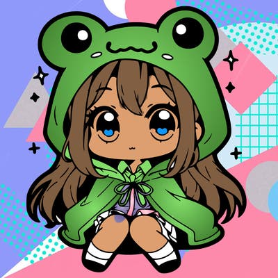 chibi girl with frog hoodie
