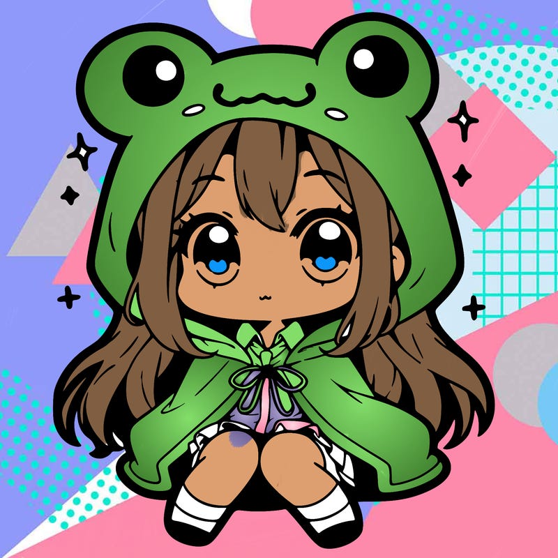 chibi girl with frog hoodie