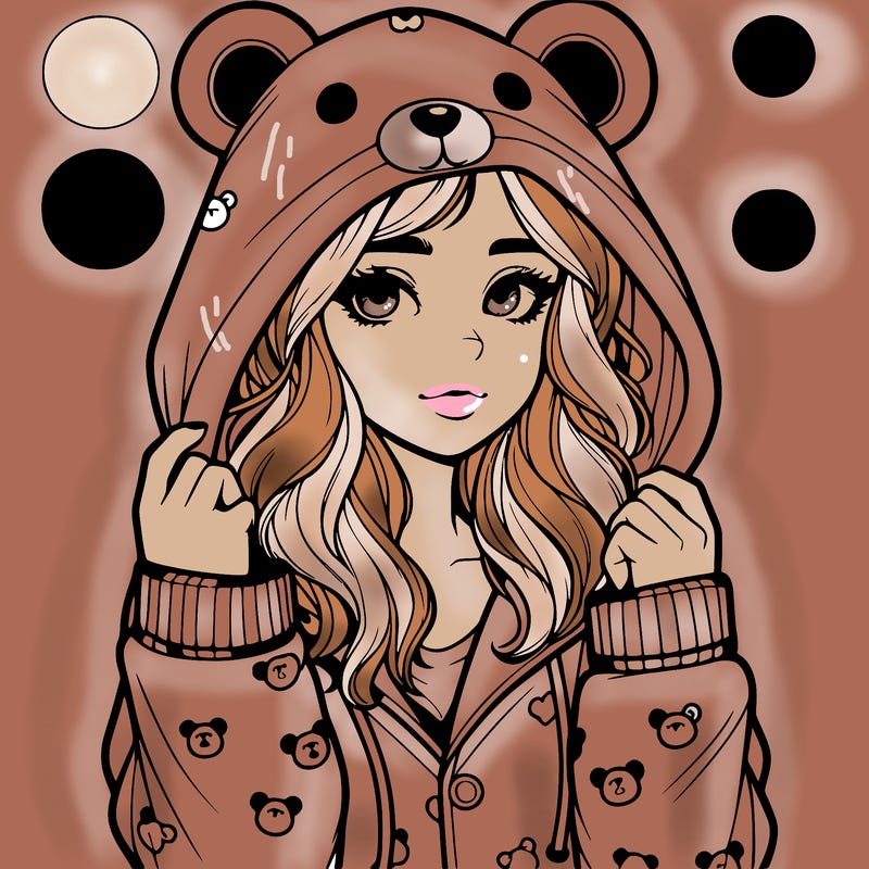 realistic girl in a animal pjs hoodie