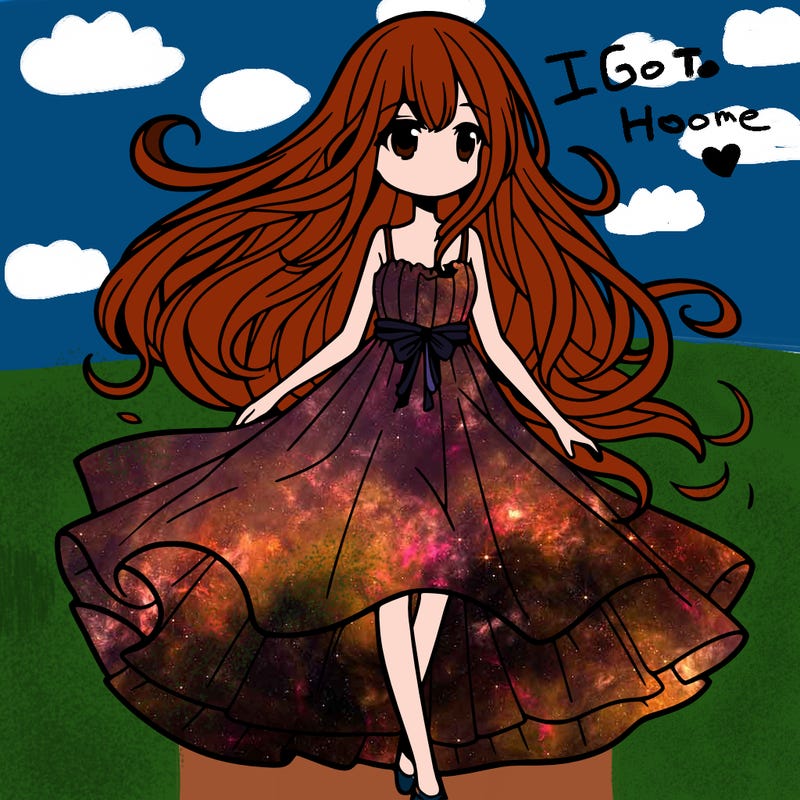 manga girl with a flowing dress