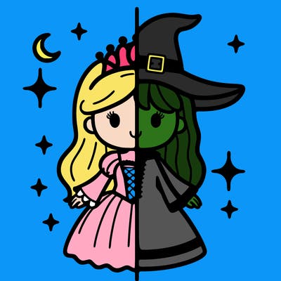 split princess and witch