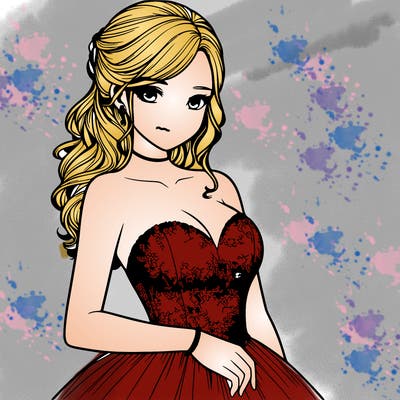 realistic girl in prom dress