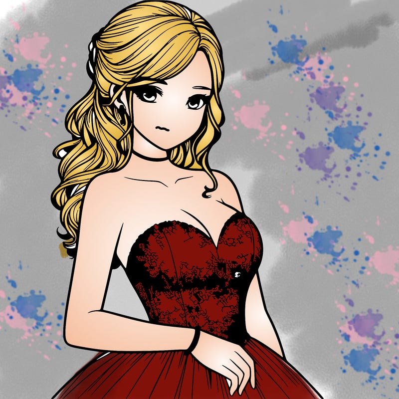 realistic girl in prom dress