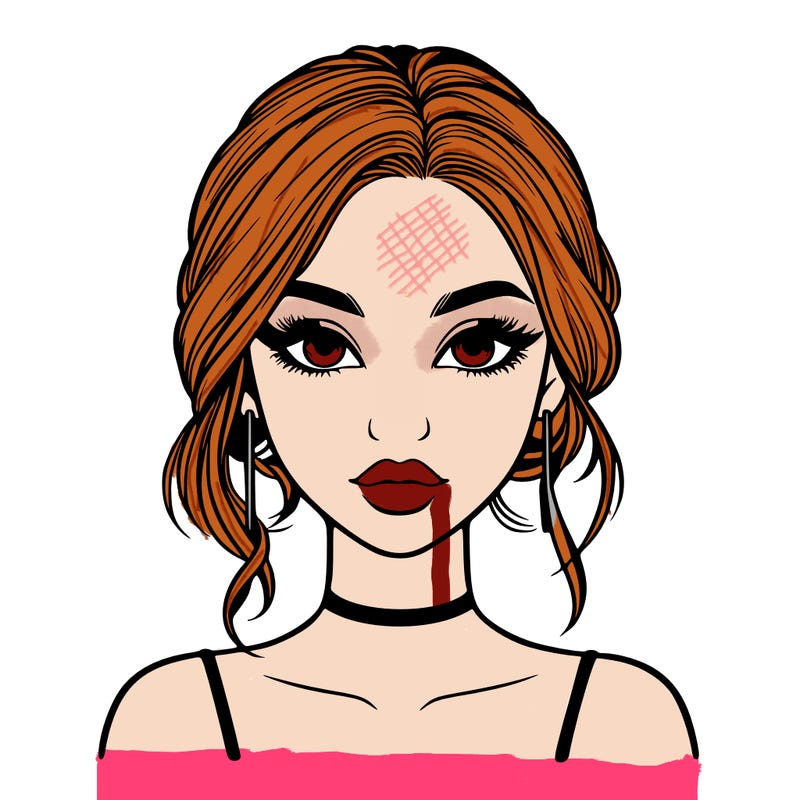 realistic girl with makeup on