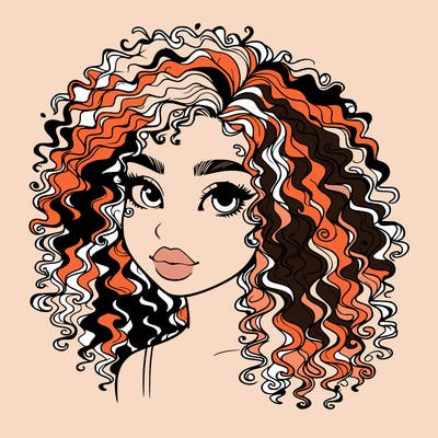 girl with curly hair realistic