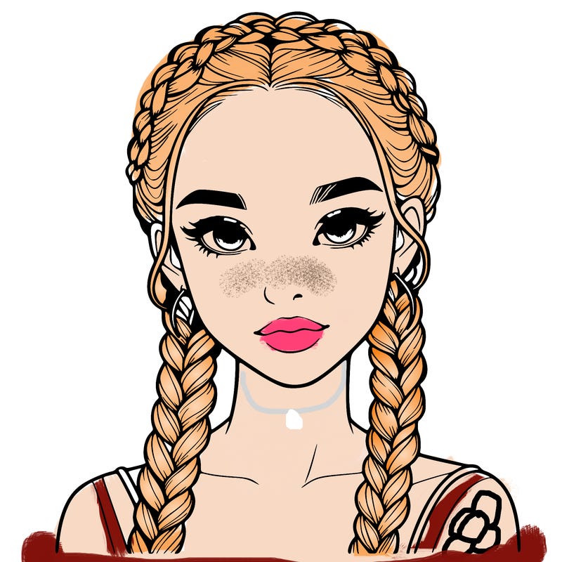realistic girl with braids