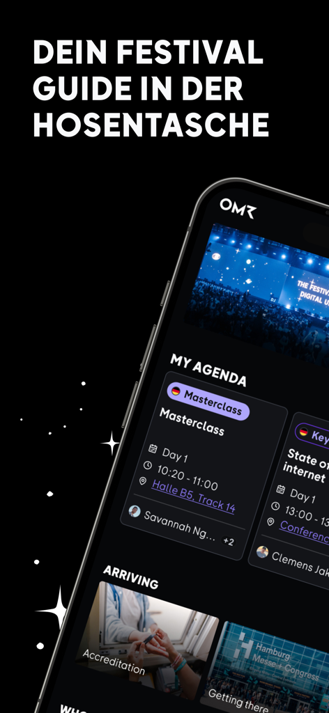 OMR - OMR Festival app personalized agenda and event guide interface