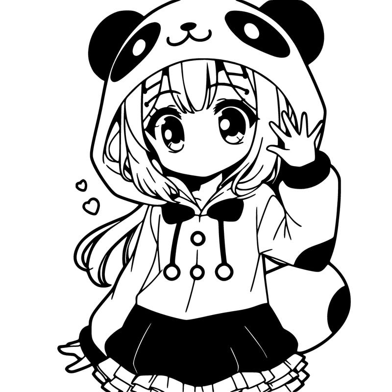 panda outfit on  anime girl