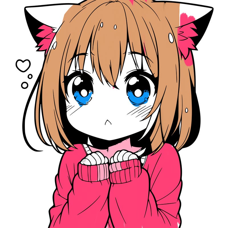 shy anime catgirl