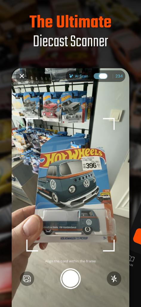 Hunt64: Diecast Car Collector - Hunt64 AI scanner identifying a diecast car for collection tracking