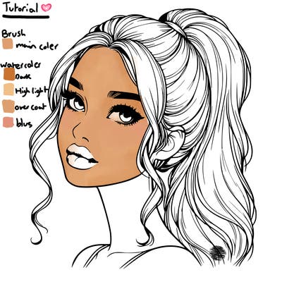 realistic girl with a ponytail on her hair and lips