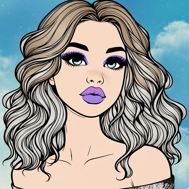 realistic girl with wavy hair and lips