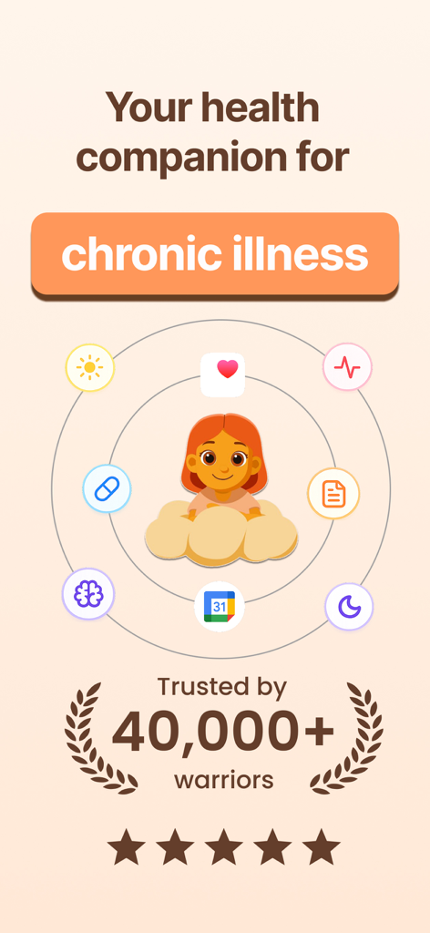 Juno app home screen featuring health tracking icons and a badge stating trusted by 40000 plus warriors
