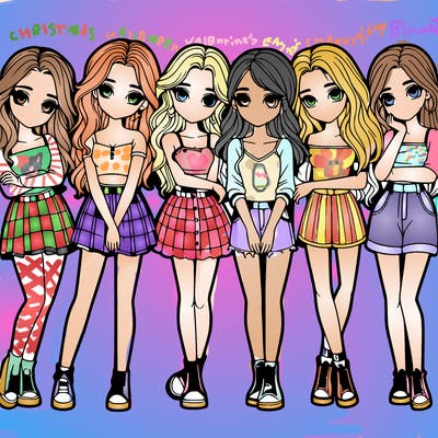 a group of girls realistic