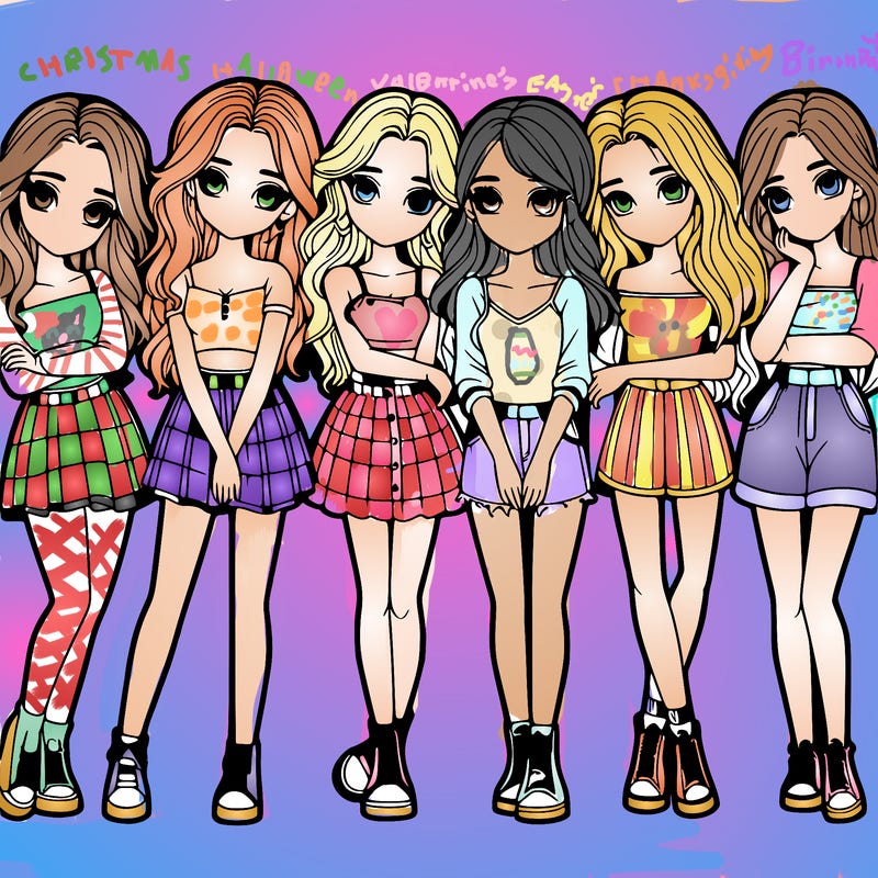 a group of girls realistic