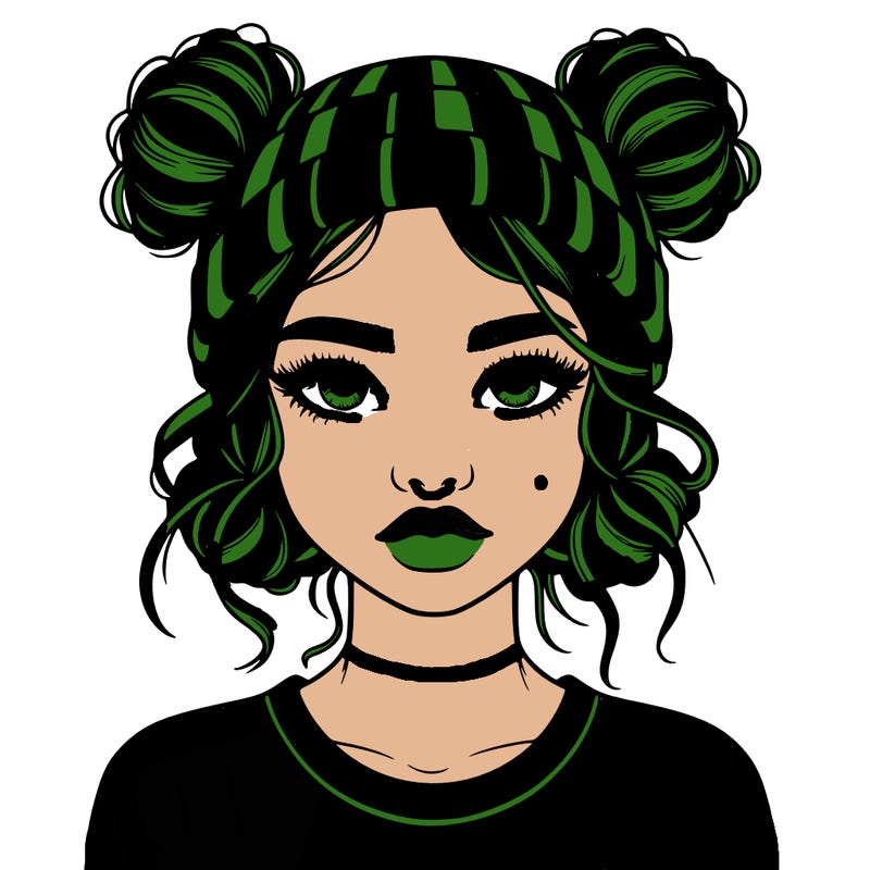 realistic girl with buns in her hair with a beanie on