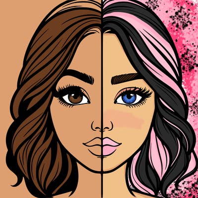 realistic girl split half