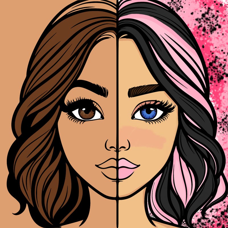 realistic girl split half