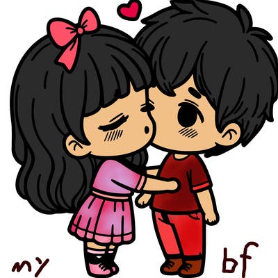 girl and boy kissing