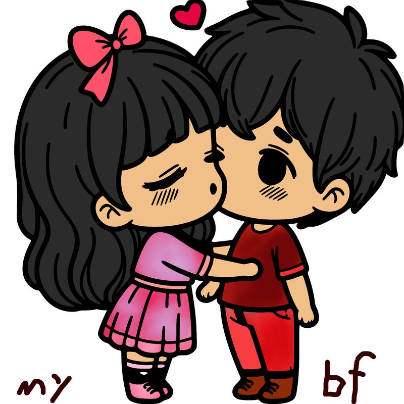 girl and boy kissing