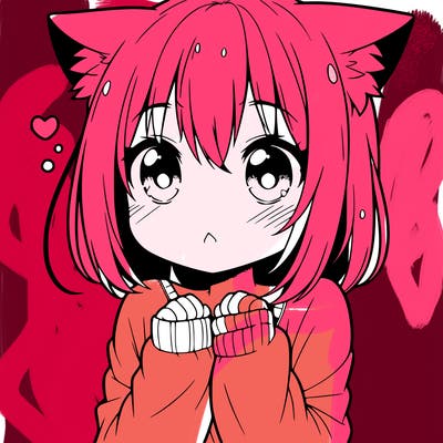 shy anime catgirl