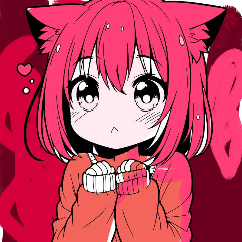 shy anime catgirl