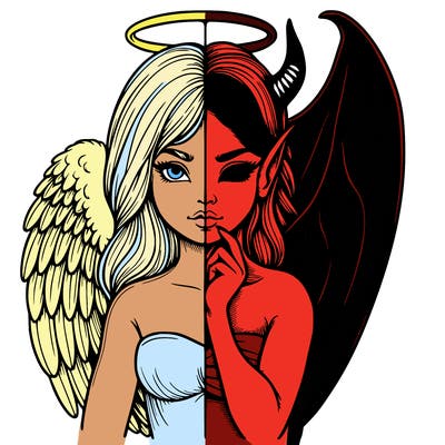 realistic angel half demon