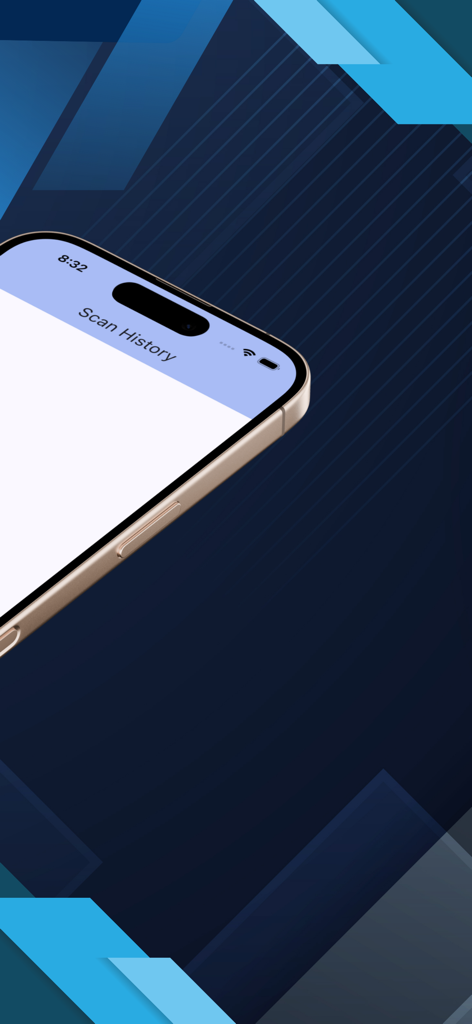 Écran d'iPhone affichant l'historique de scan de l'application QR Scanner Without ADS.