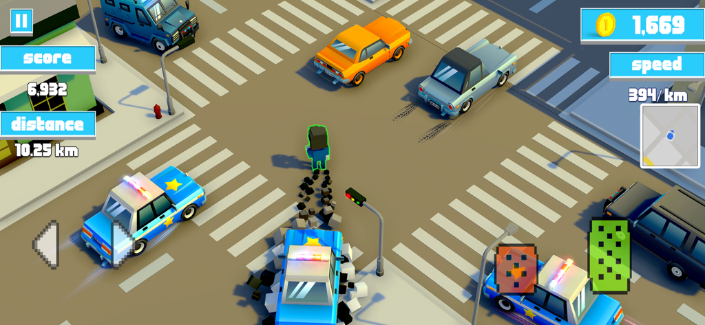 Police Chase - Escape Road - Una persecución policial a alta velocidad a través de una intersección de ciudad en un juego de carreras low poly