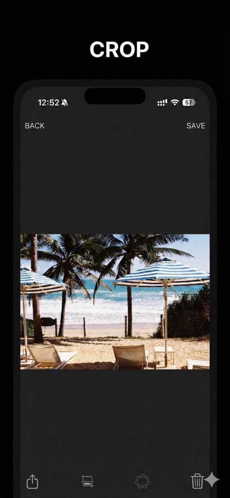 EASY - AI Photo Organizer - EASY AI Photo Organizerアプリの写真編集・切り抜きツールが表示されたスマートフォンの画面。