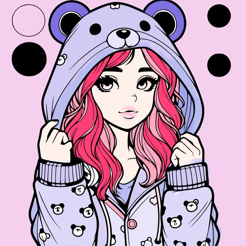 realistic girl in a animal pjs hoodie