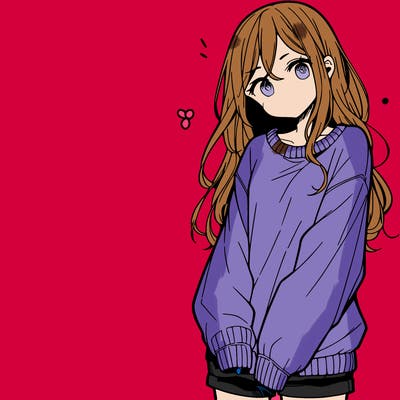 manga teen girl  in a sweater and baggy pants