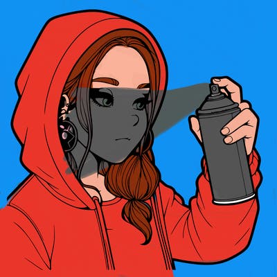 a realistic girl, spray painting