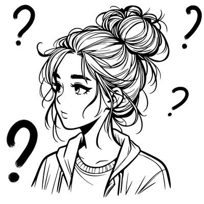 realistic teenage girl with a messy bun