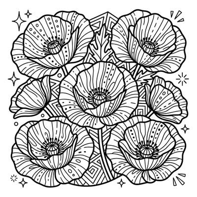 Discover the vibrant world of Pop Art with this stunning poppy coloring page designed for adults. Its intricate details and bold aesthetic offer a unique and relaxing artistic experience.