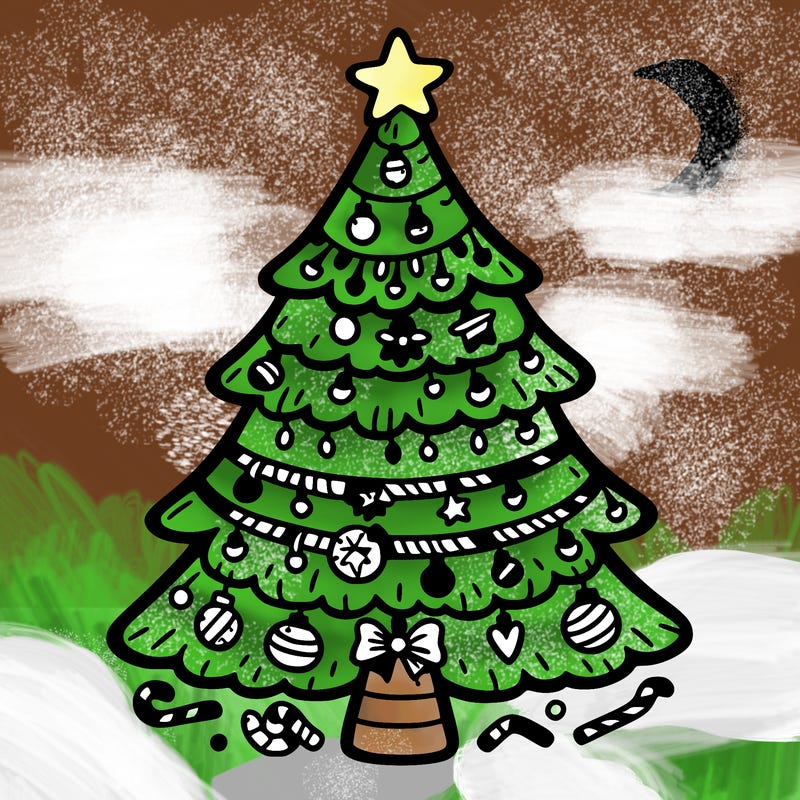 christmas tree with lots of details