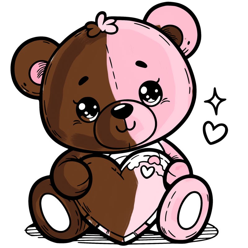a cute teddy holding a cute heart