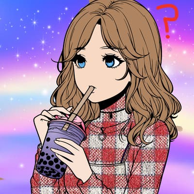 realistic girl drinking boba tea
