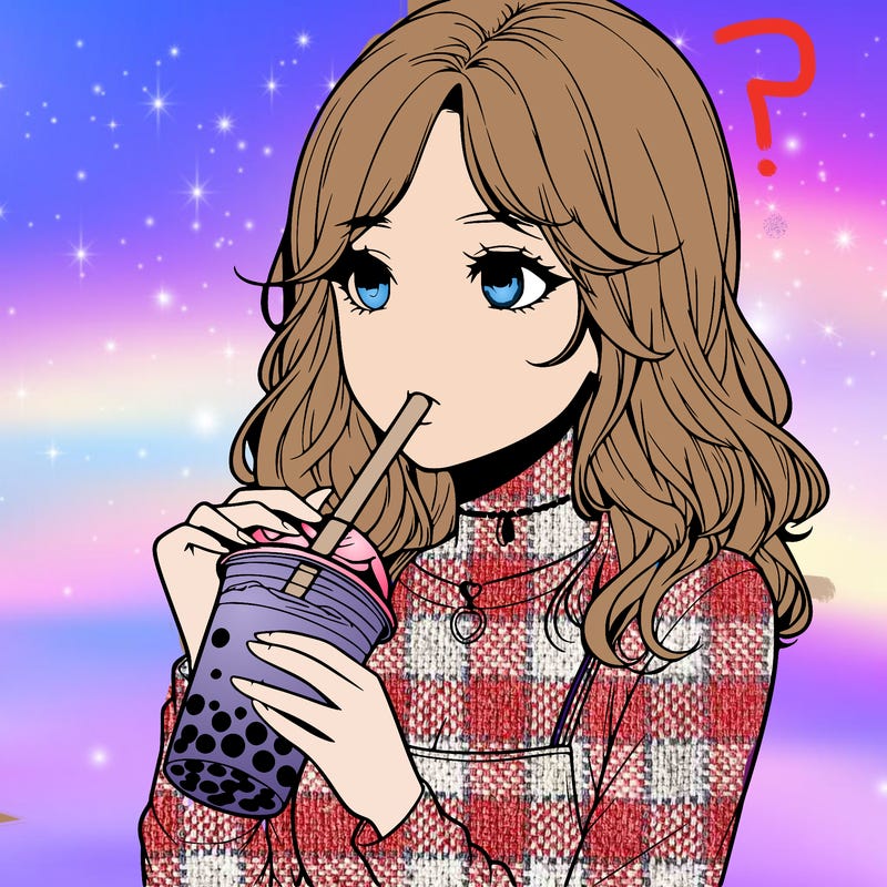 realistic girl drinking boba tea