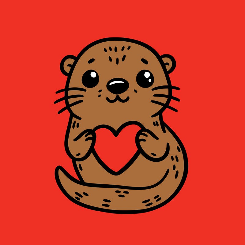 otter with a heart