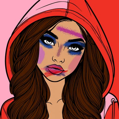 realistic beautiful girl with a hood on