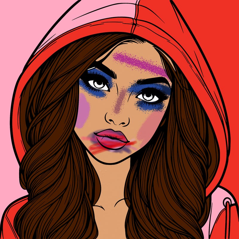 realistic beautiful girl with a hood on