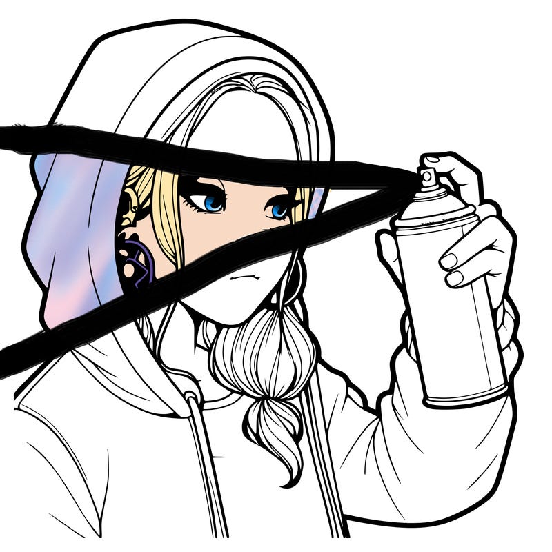 a realistic girl, spray painting